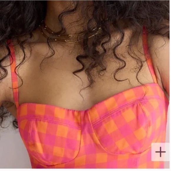 J. CREW Collection Invite Dress in Gingham Size 8 Vibrant Orange and Pink Midi - Picture 4 of 17